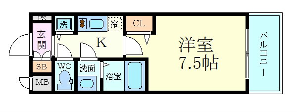 松屋町駅 徒歩3分 6階の物件間取画像