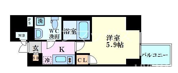 クレビオス南堀江の物件間取画像