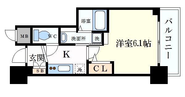 エステムプラザ難波ＷＥＳＴリバークロスの物件間取画像