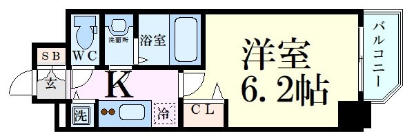 玉川駅 徒歩1分 6階の物件間取画像