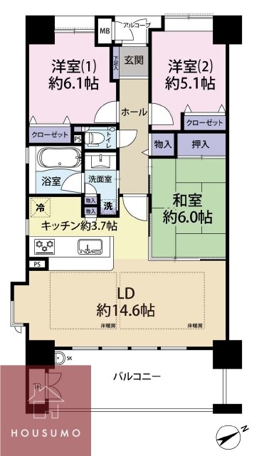 ルナコート千里　丘の街の物件間取画像