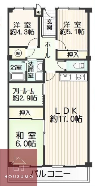 緑地公園プライムハイツの物件間取画像