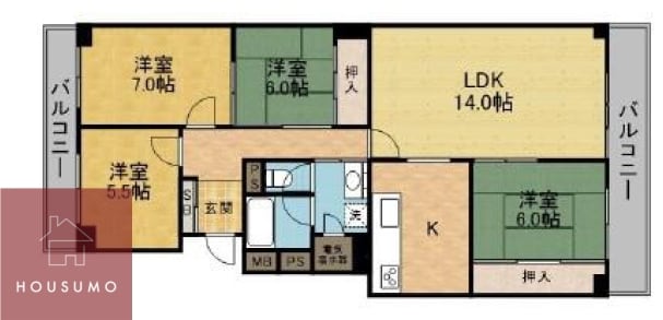 緑地東グランドマンションの物件間取画像