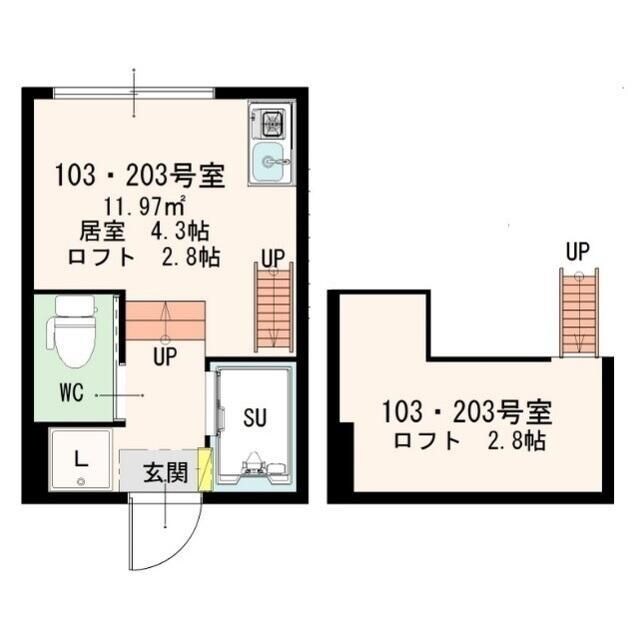 シャンブル東新宿の物件間取画像