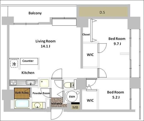 田町駅 徒歩9分 11階の物件間取画像