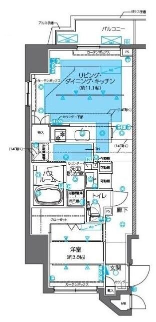 小伝馬町駅 徒歩4分 12階の物件間取画像