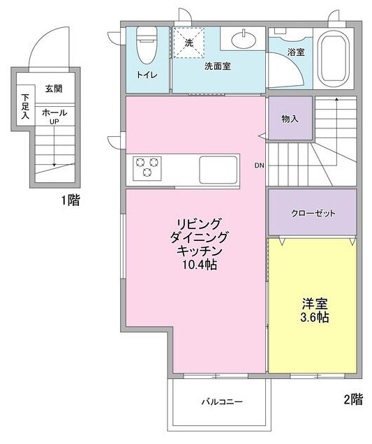 京王多摩川駅 徒歩6分 2階の物件間取画像