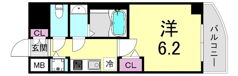 松屋町駅 徒歩3分 6階の物件間取画像