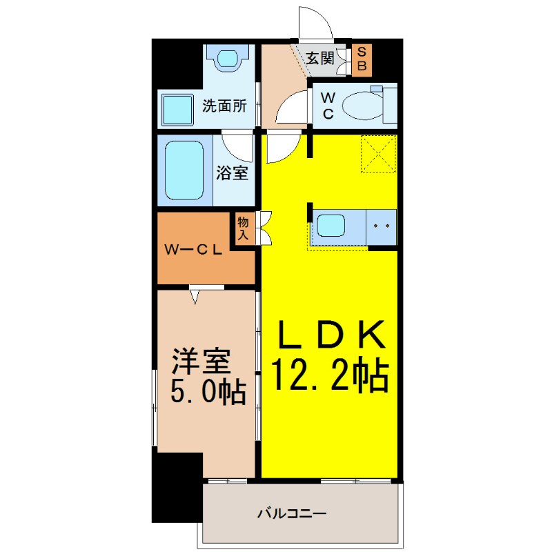 車道駅 徒歩2分 4階の物件間取画像