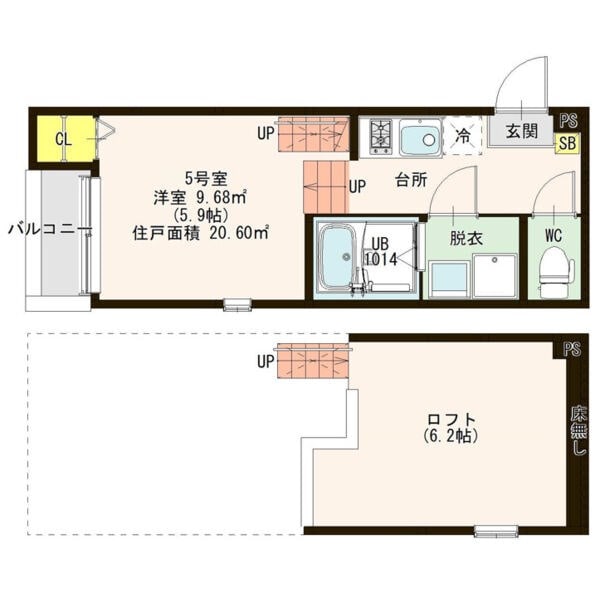 道徳駅 徒歩3分 2階の物件間取画像