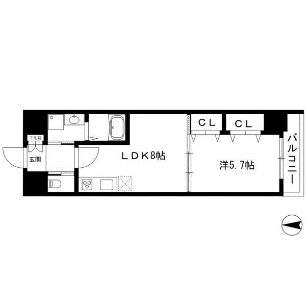 東別院駅 徒歩5分 9階の物件間取画像