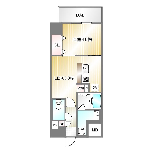 湊川駅 徒歩5分 8階の物件間取画像