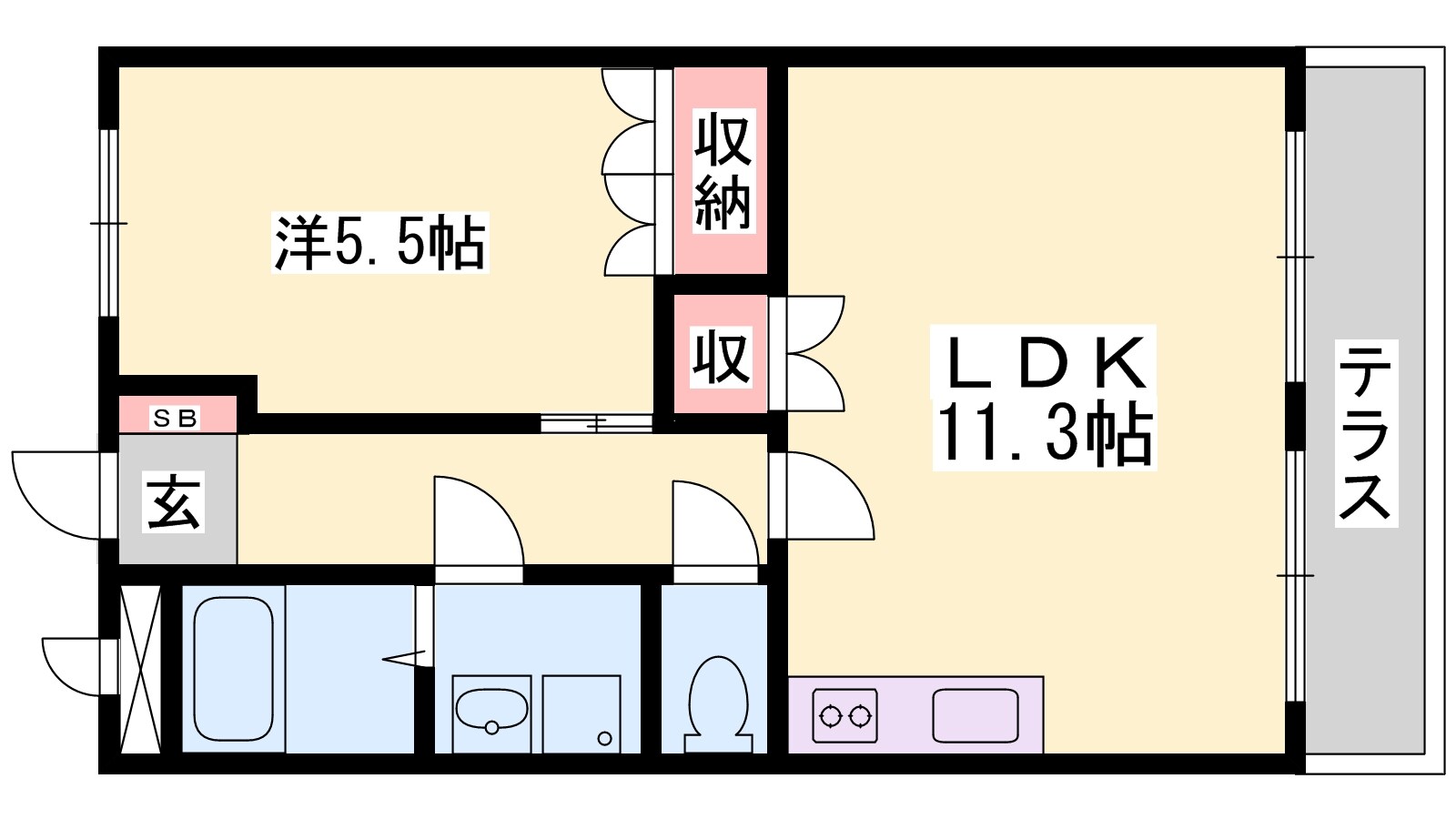 砥堀駅 徒歩14分 1階の物件間取画像