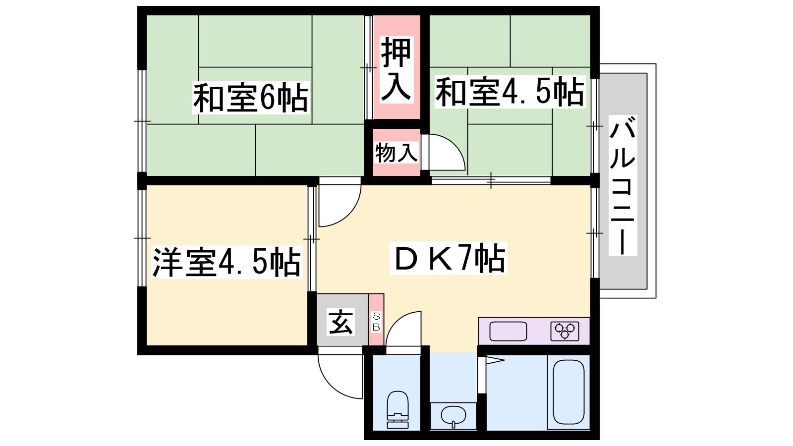 手柄駅 徒歩11分 2階の物件間取画像