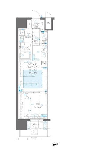 新宿御苑前駅 徒歩7分 7階の物件間取画像