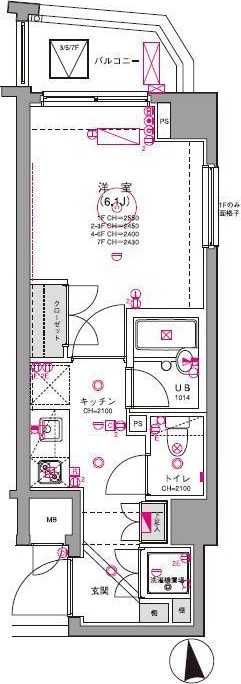 大井町駅 徒歩9分 5階の物件間取画像