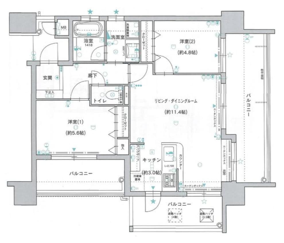 アメックス大手門ツインビューの物件間取画像