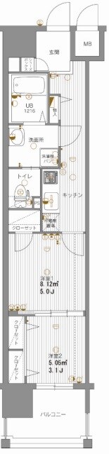 エンクレスト渡辺通Ⅱの物件間取画像