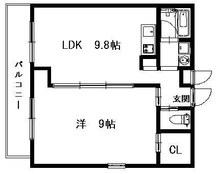 サンクス渡辺通の物件間取画像