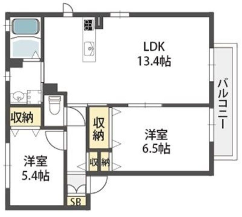 スクエアコート長尾A棟の物件間取画像