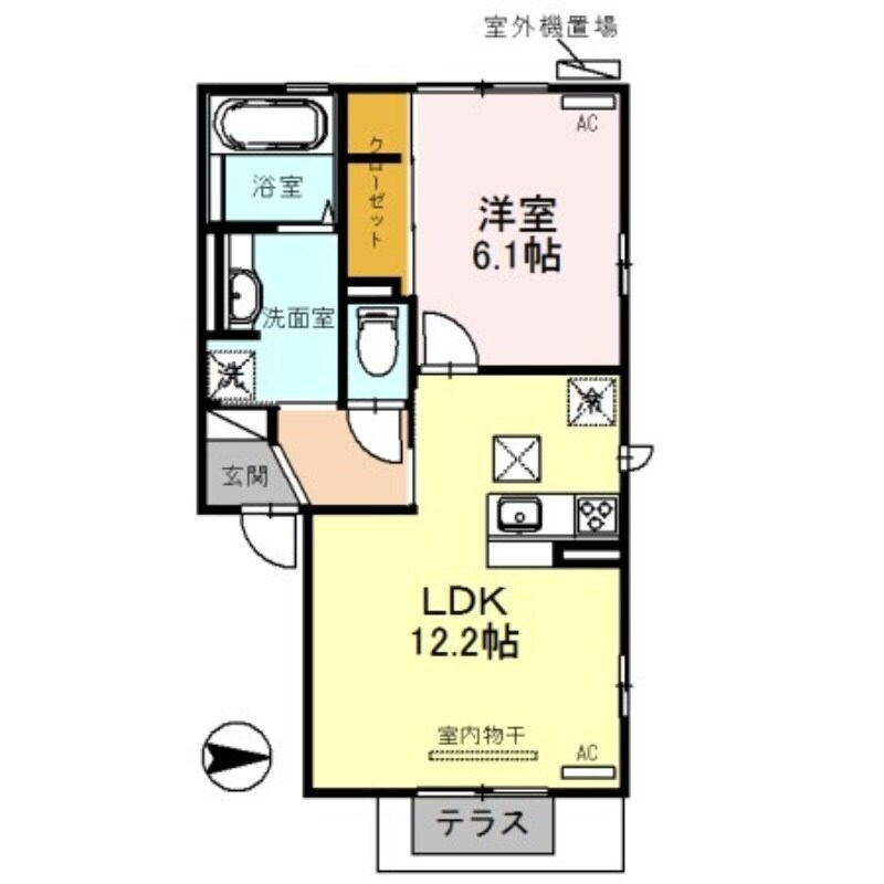 寺田駅 徒歩5分 1階の物件間取画像