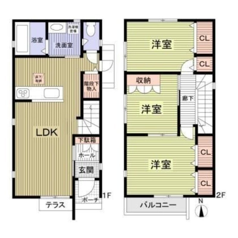 東大阪市玉串町東2丁目戸建貸家の物件間取画像