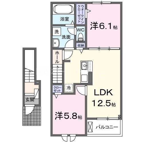 寝屋川市駅 徒歩19分 2階の物件間取画像