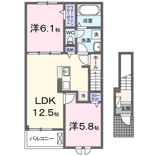 寝屋川市駅 徒歩19分 2階の物件間取画像