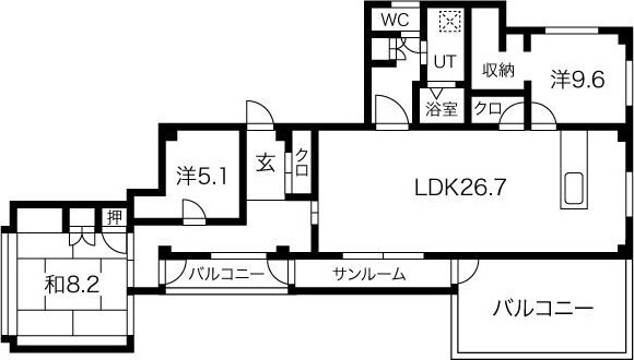 晴明丘マンションの物件間取画像