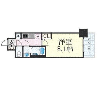 プレサンス谷町九丁目駅前の物件間取画像