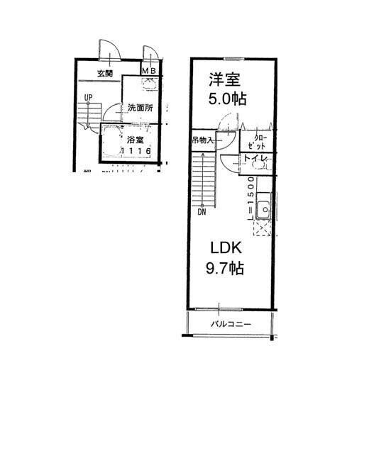 四天王寺前夕陽ケ丘駅 徒歩6分 2階の物件間取画像