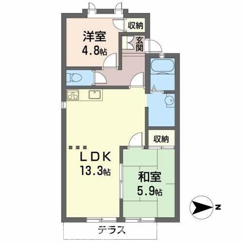 西脇市野村町(ガーデンハイツ緑ヶ丘A)の物件間取画像