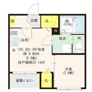 鴫野駅 徒歩7分 3階の物件間取画像