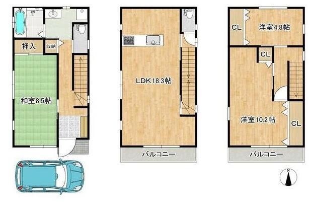 新森7丁目戸建て貸家の物件間取画像