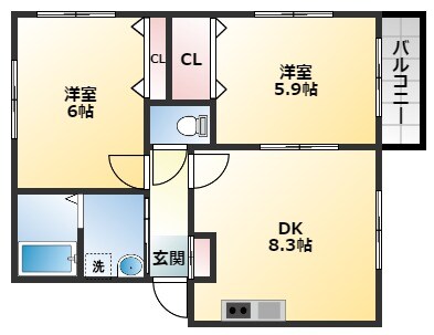 ヴィラ恵我之荘の物件間取画像