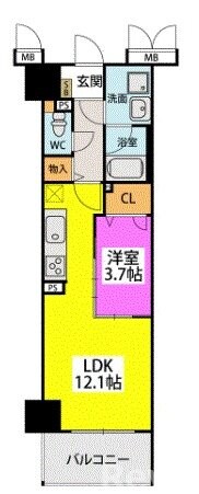 大濠公園駅 徒歩7分 9階の物件間取画像