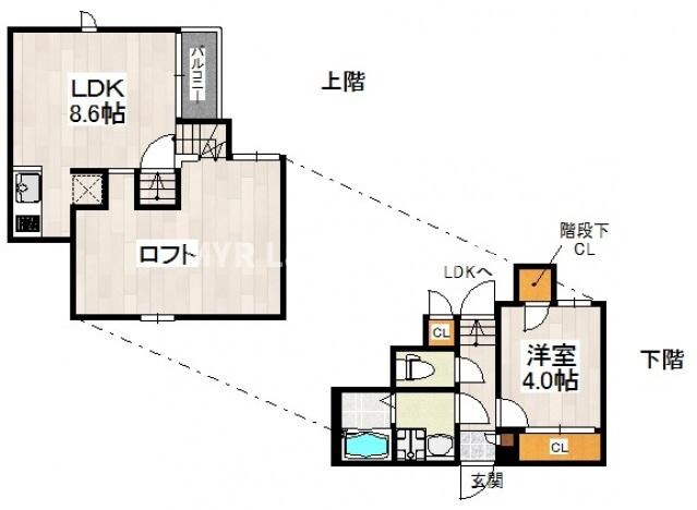 名島駅 徒歩4分 2階の物件間取画像