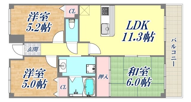 グランドメゾン昆陽Ⅱの物件間取画像