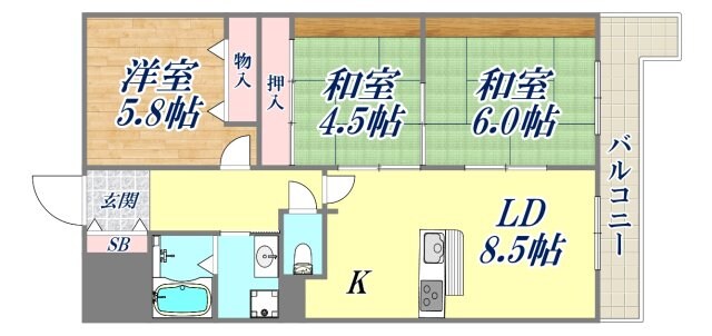 ユーコート武庫之荘の物件間取画像