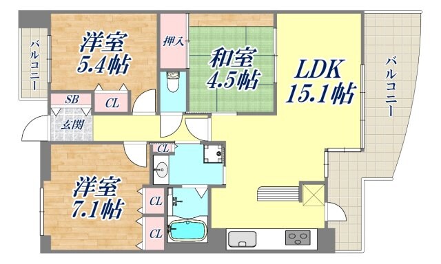 ワイズコート塚口エスタシオンの物件間取画像