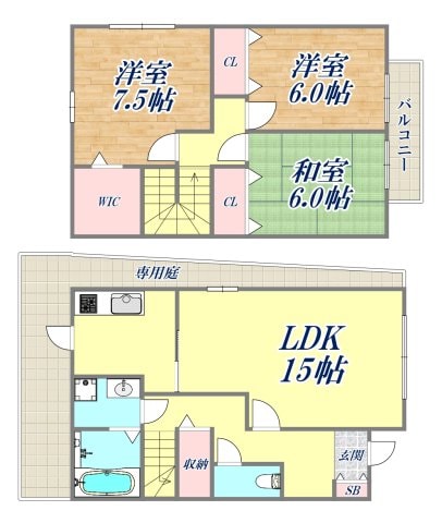 森田タウンハウス7号棟の物件間取画像