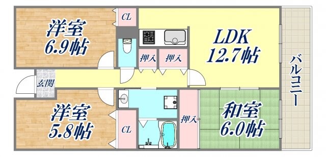 フェリーチェ尼崎の物件間取画像