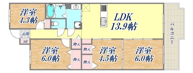 カルム伊丹緑ヶ丘の物件間取画像