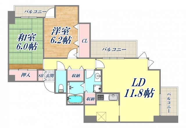 カンパーニュ北園田の物件間取画像