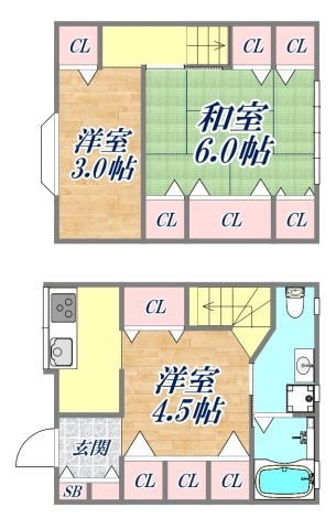 渡久地貸家の物件間取画像