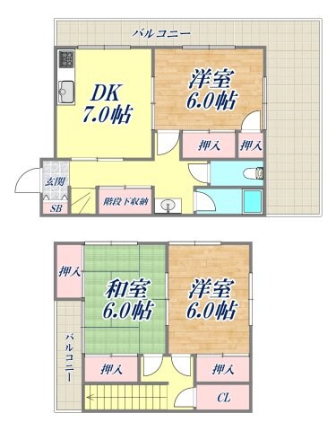 南鈴原貸家の物件間取画像