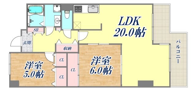 立花駅 徒歩5分 6階の物件間取画像