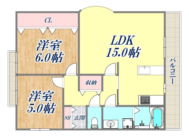 モンスフェール若松町の物件間取画像