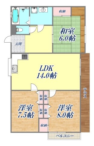 ハニーサイド宝塚の物件間取画像