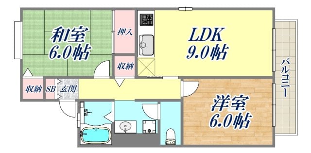 プリシェール上甲子園B棟の物件間取画像